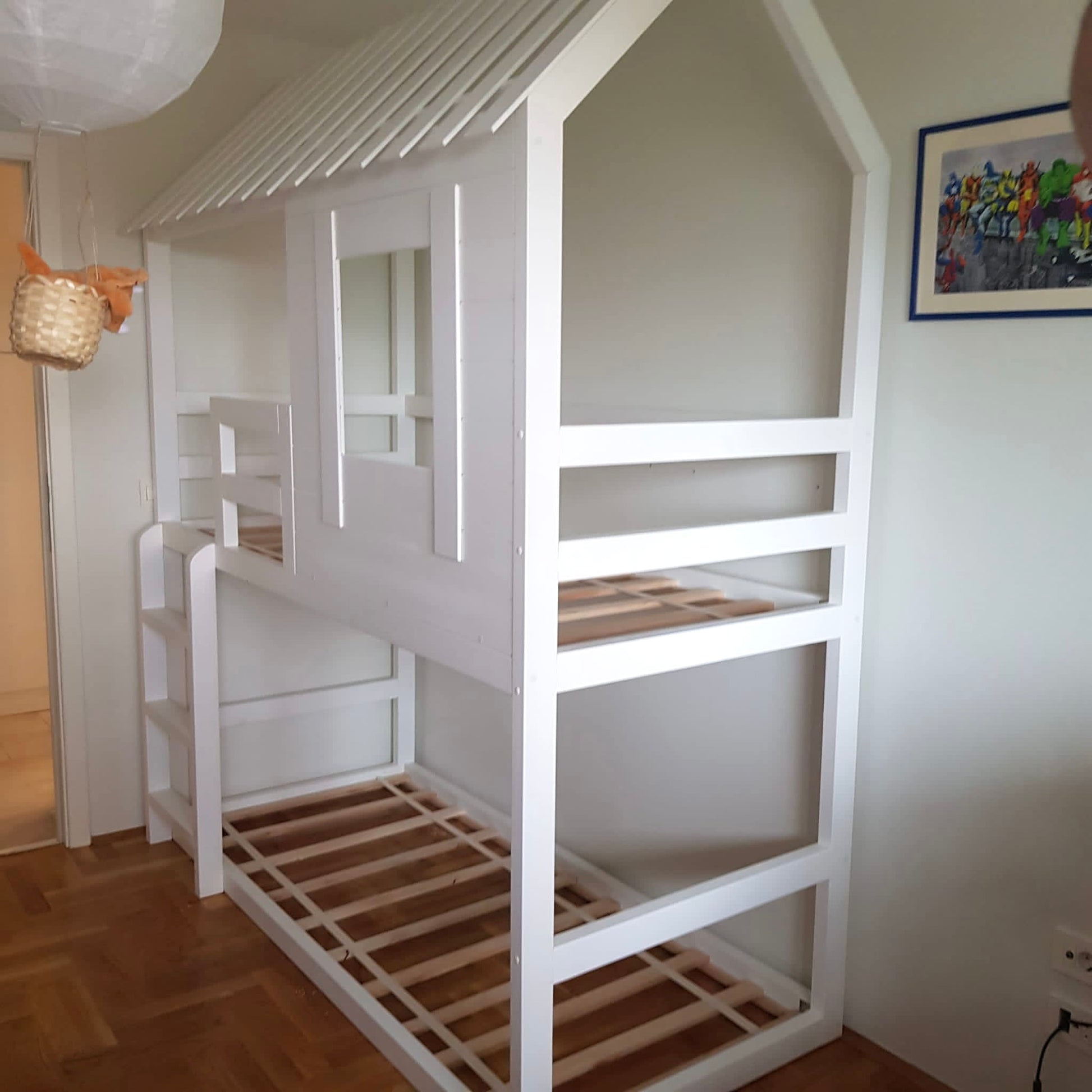 Dečiji kućica krevet na sprat sa merdevinama AURORA