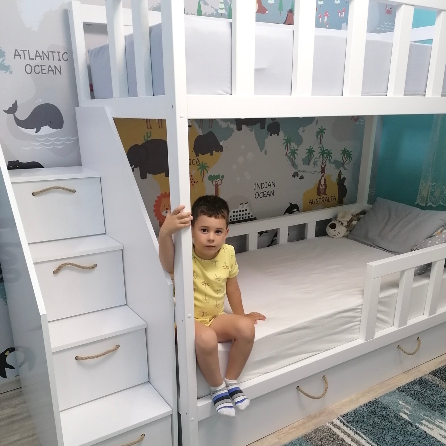 Dečiji krevet na sprat sa stepenicama fiokama ALANA