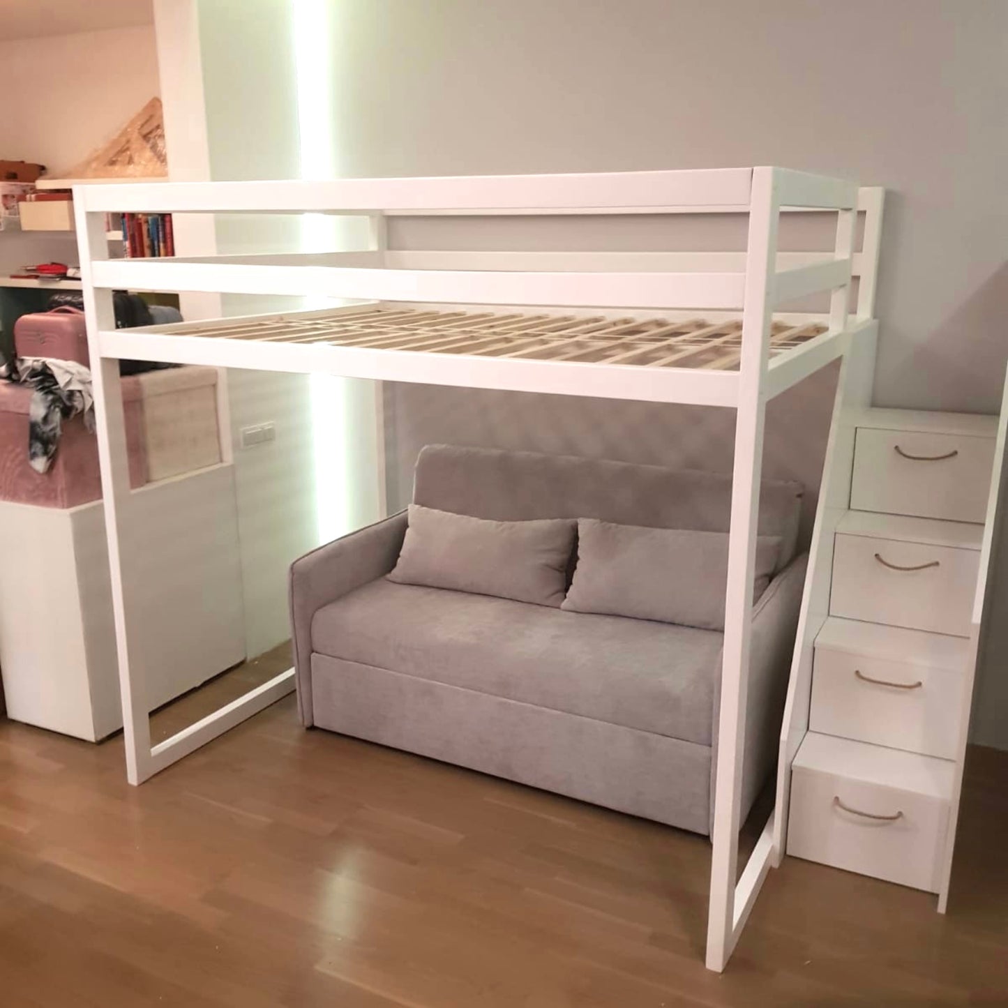 Dečiji krevet na sprat sa stepenicama fiokama HUGO