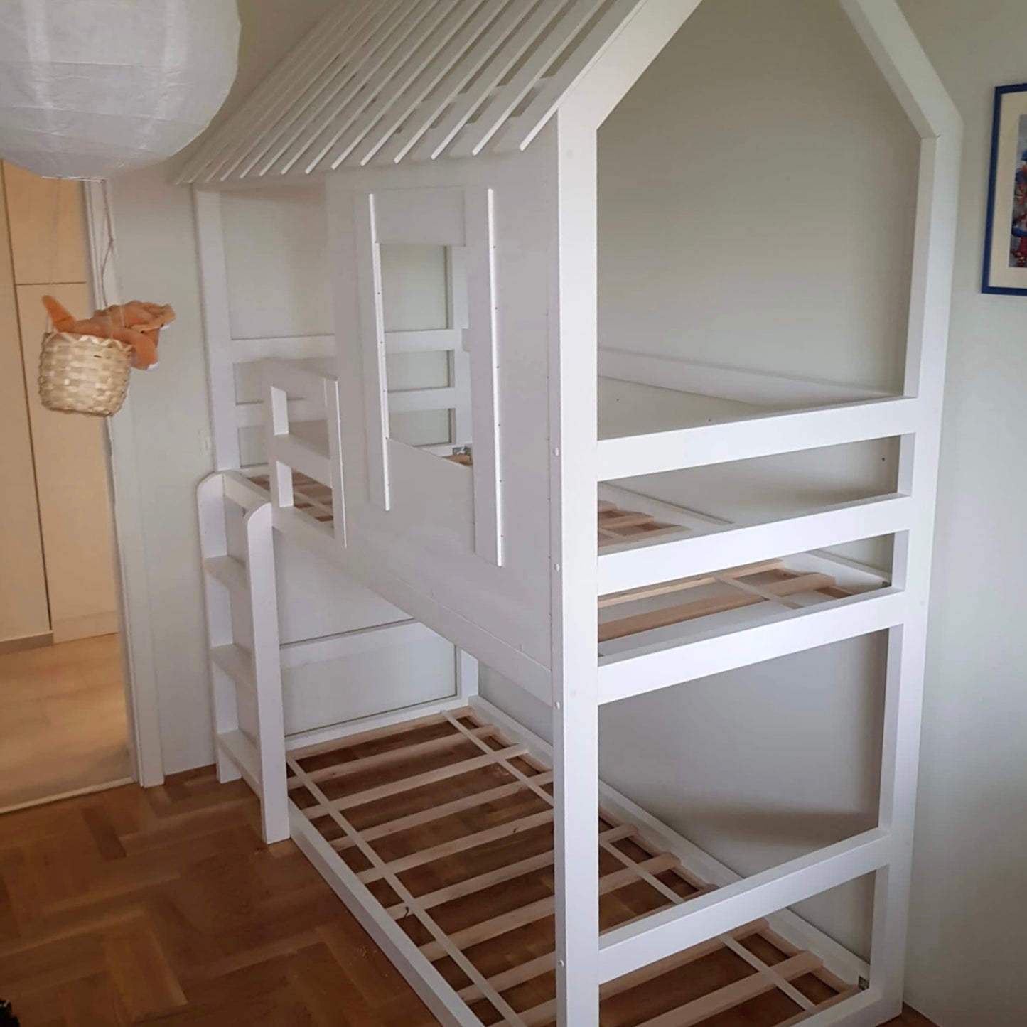 Dečiji kućica krevet na sprat sa merdevinama AURORA