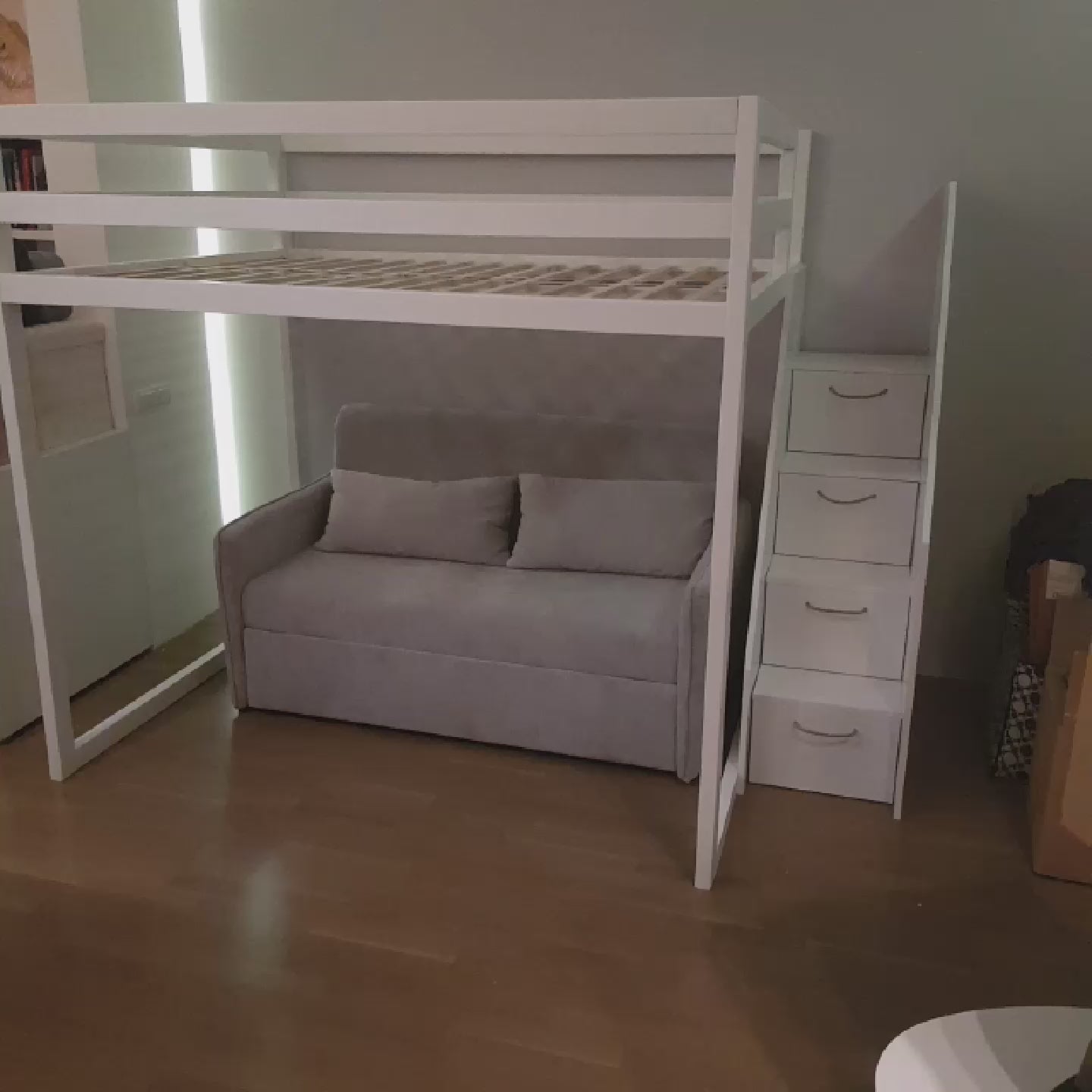 Dečiji krevet na sprat sa stepenicama fiokama HUGO