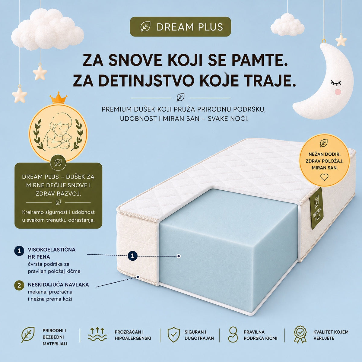 Dečiji dušek od pene DREAM PLUS